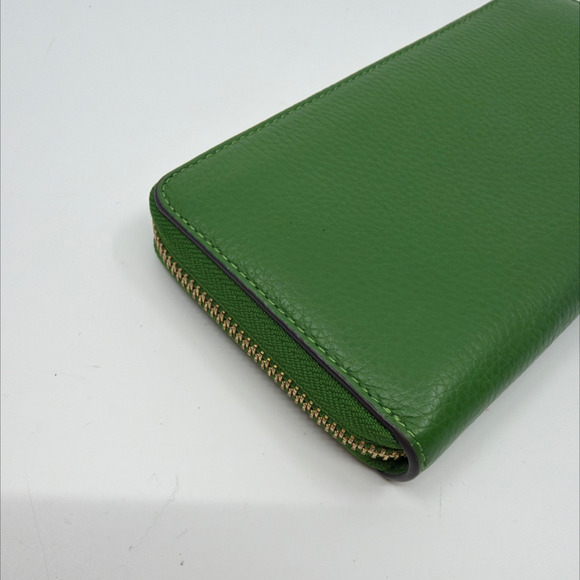 Coach Green Pebbled Leather Accordion Zip Wallet Wristlet - Picture 4 of 10